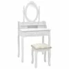 VidaXL Ensemble de coiffeuse avec tabouret Blanc 75x69x140cm Paulownia
