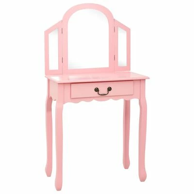 VidaXL Coiffeuse et tabouret Rose 65x36x128 cm Bois de paulownia MDF 4 VidaXL Coiffeuse et tabouret Rose 65x36x128 cm Bois de paulownia MDF – Image 2