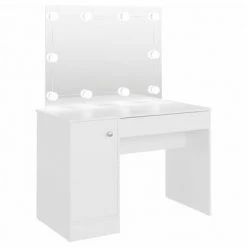 VidaXL Table de maquillage avec éclairage LED 110x55x145 cm MDF Blanc