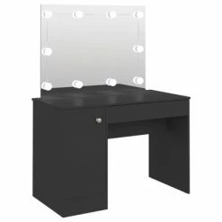 VidaXL Table de maquillage avec éclairage LED 110x55x145 cm MDF Noir