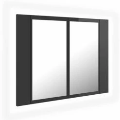 VidaXL Armoire à miroir de bain à LED Gris brillant 60x12x45 cm
