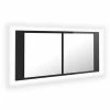 VidaXL Armoire à miroir de bain à LED Noir brillant 100x12x45 cm -Meubles-lavabos Soldes image 2 804986