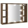 VidaXL Armoire à miroir avec LED Chêne marron 76x15x55 cm -Meubles-lavabos Soldes image 2 820447