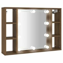 VidaXL Armoire à miroir avec LED Chêne marron 76x15x55 cm