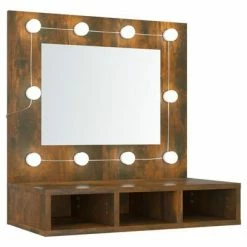 VidaXL Armoire à miroir avec LED Chêne fumé 60x31,5x62 cm