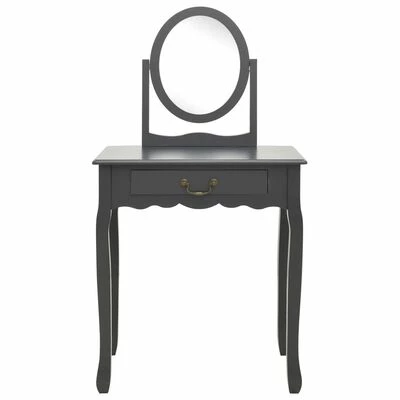 VidaXL Coiffeuse et tabouret Gris 65x36x128 cm Bois de paulownia MDF 4 VidaXL Coiffeuse et tabouret Gris 65x36x128 cm Bois de paulownia MDF – Image 3
