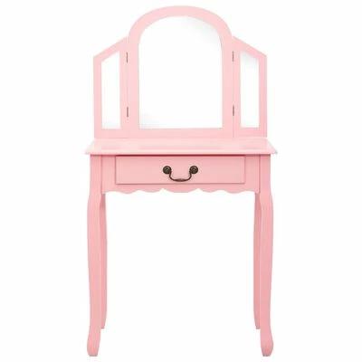 VidaXL Coiffeuse et tabouret Rose 65x36x128 cm Bois de paulownia MDF 5 VidaXL Coiffeuse et tabouret Rose 65x36x128 cm Bois de paulownia MDF – Image 3