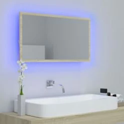 VidaXL Miroir LED de salle de bain Chêne sonoma 80x8,5x37 cm Aggloméré -Meubles-lavabos Soldes image 3 804927