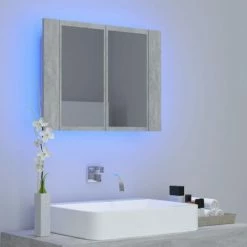 VidaXL Armoire de salle de bain à miroir à LED Gris béton 60x12x45 cm -Meubles-lavabos Soldes image 3 804960