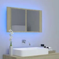 VidaXL Armoire de salle de bain à miroir à LED Chêne sonoma 80x12x45cm -Meubles-lavabos Soldes image 3 804967