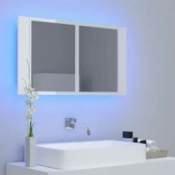 VidaXL Armoire à miroir de bain à LED Blanc brillant 80x12x45 cm 10 VidaXL Armoire à miroir de bain à LED Blanc brillant 80x12x45 cm -Meubles-lavabos Soldes image 3 804969