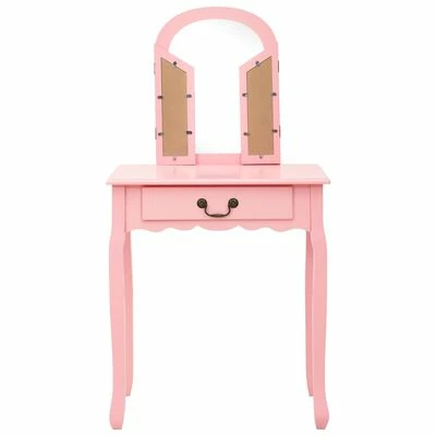 VidaXL Coiffeuse et tabouret Rose 65x36x128 cm Bois de paulownia MDF 6 VidaXL Coiffeuse et tabouret Rose 65x36x128 cm Bois de paulownia MDF – Image 4