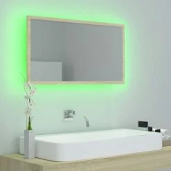 VidaXL Miroir LED de salle de bain Chêne sonoma 80x8,5x37 cm Aggloméré -Meubles-lavabos Soldes image 4 804927