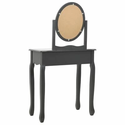 VidaXL Coiffeuse et tabouret Gris 65x36x128 cm Bois de paulownia MDF 6 VidaXL Coiffeuse et tabouret Gris 65x36x128 cm Bois de paulownia MDF – Image 5