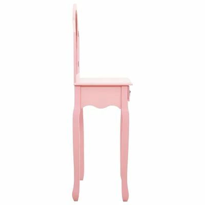 VidaXL Coiffeuse et tabouret Rose 65x36x128 cm Bois de paulownia MDF 7 VidaXL Coiffeuse et tabouret Rose 65x36x128 cm Bois de paulownia MDF – Image 5