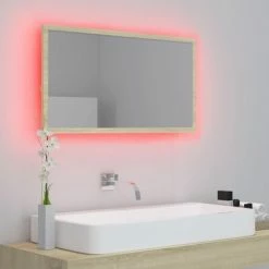 VidaXL Miroir LED de salle de bain Chêne sonoma 80x8,5x37 cm Aggloméré -Meubles-lavabos Soldes image 5 804927