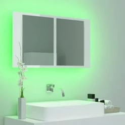 VidaXL Armoire à miroir de bain à LED Blanc brillant 80x12x45 cm 12 VidaXL Armoire à miroir de bain à LED Blanc brillant 80x12x45 cm -Meubles-lavabos Soldes image 5 804969