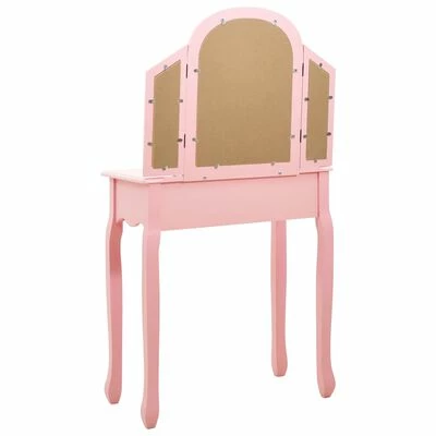 VidaXL Coiffeuse et tabouret Rose 65x36x128 cm Bois de paulownia MDF 8 VidaXL Coiffeuse et tabouret Rose 65x36x128 cm Bois de paulownia MDF – Image 6